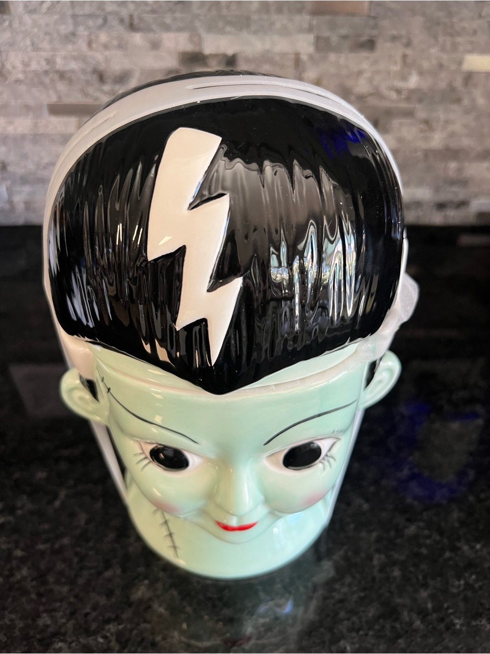 BRIDE OF FRANKENSTEIN Ceramic Bust Halloween Canister/Cookie Jar-AMAZING!! - Picture 2 of 9